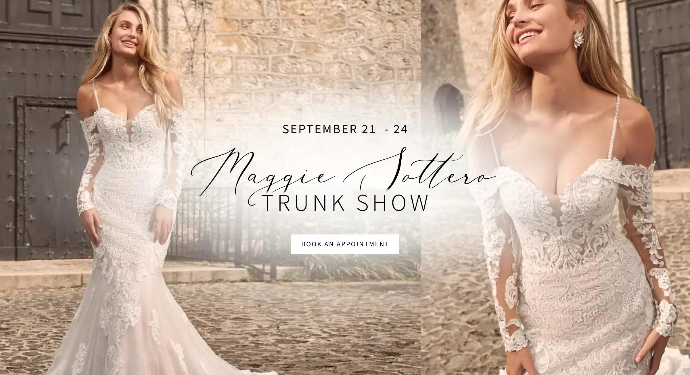Maggie Sottero Trunk Show Sept 21-24 Banner for desktop